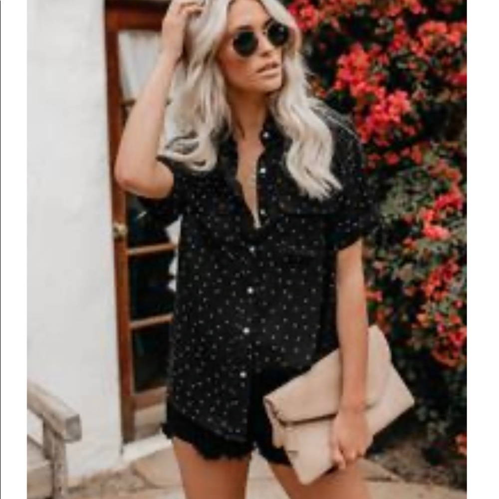 NWT black and white, polka dot button down
